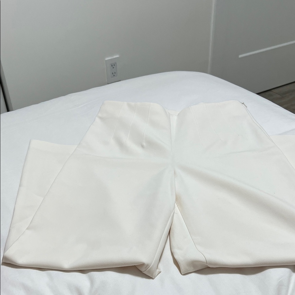 LOFT Elegant Ecru Trousers Wide Bottoms
